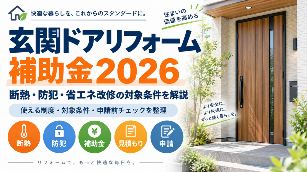 玄関ドアリフォーム補助金2026の概要を紹介するアイキャッチ画像