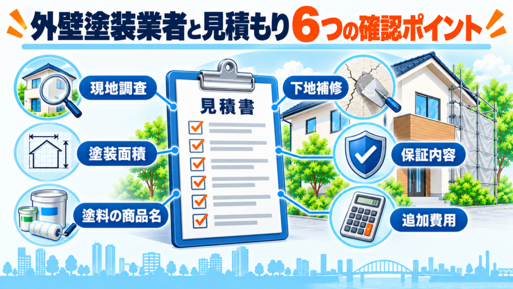 外壁塗装業者と見積もりで確認したい現地調査・塗装面積・塗料・補修・保証・追加費用