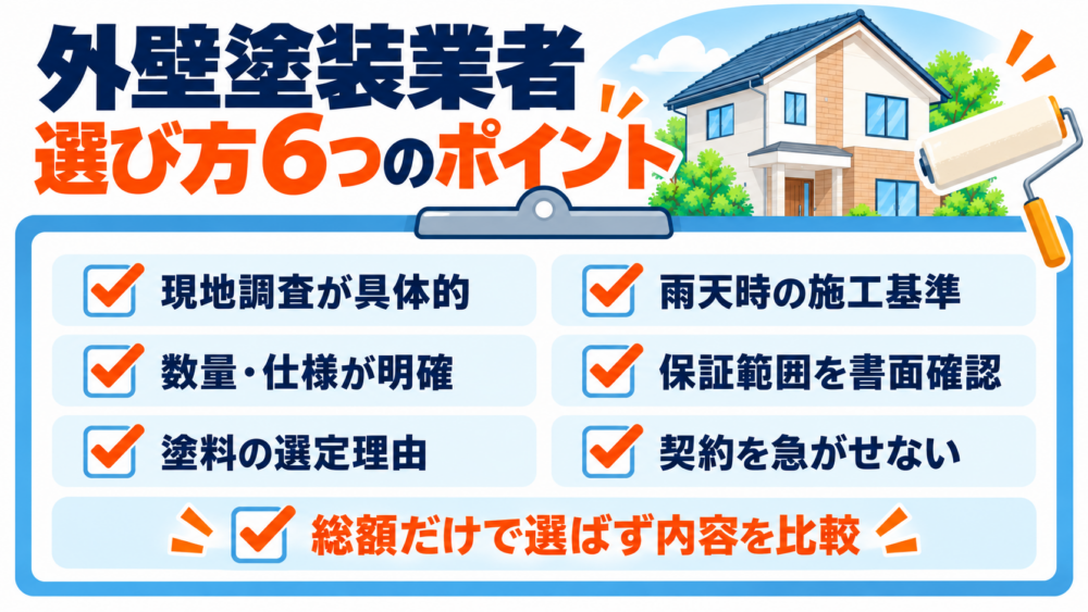外壁塗装業者を選ぶ際に確認したい6つのチェックポイント