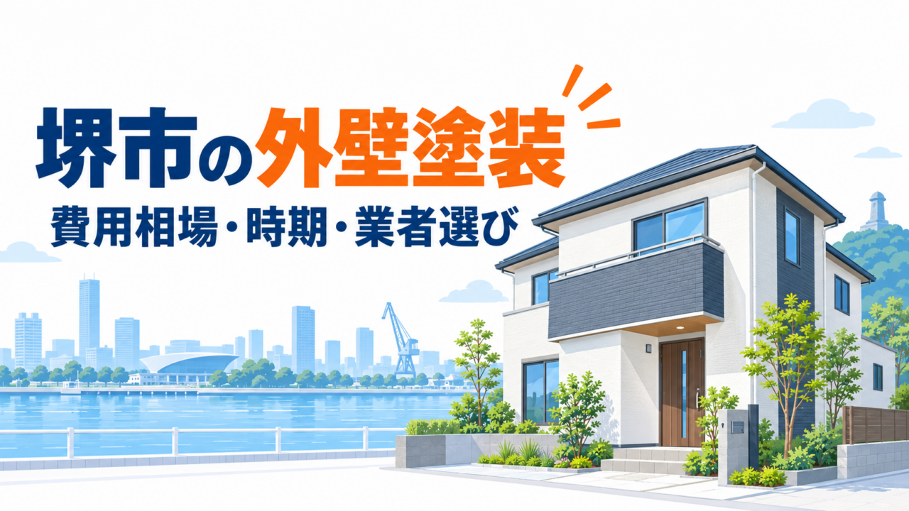 堺市の外壁塗装について費用相場・時期・業者選びを紹介するアイキャッチ