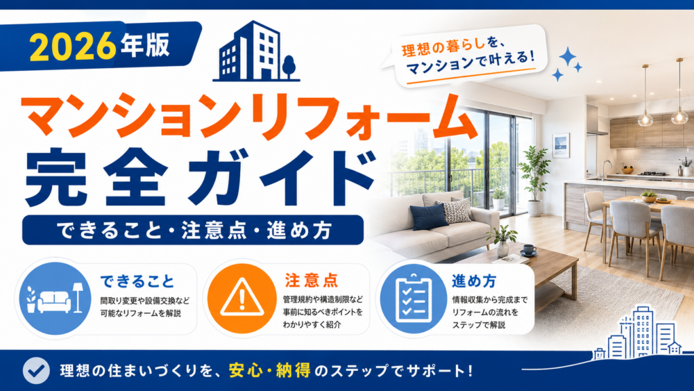 マンションリフォーム完全ガイド｜できること・注意点・進め方【2026年版】