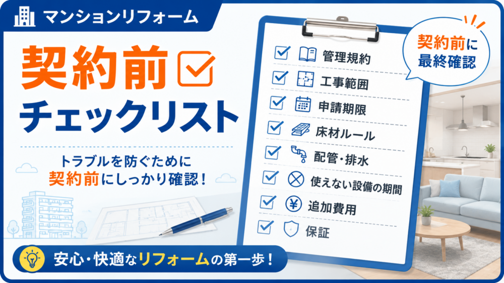 マンションリフォームで後悔しないための契約前チェックリスト