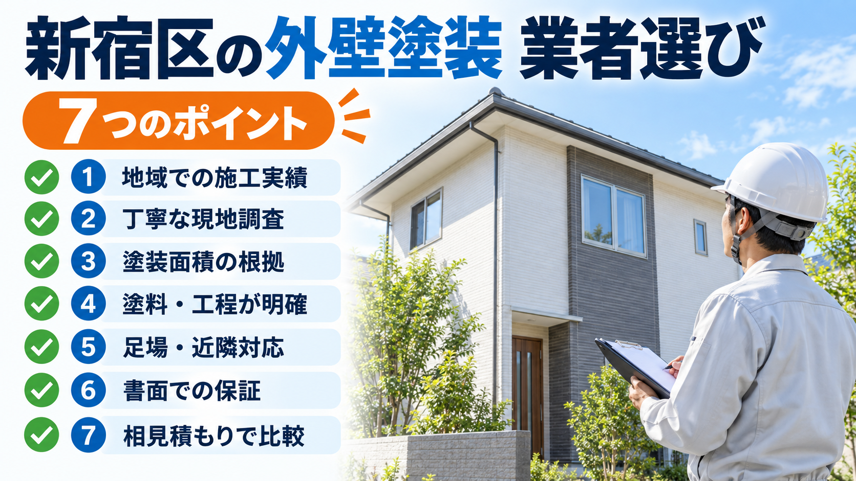 新宿区の外壁塗装業者選び｜確認したい7つのポイント
