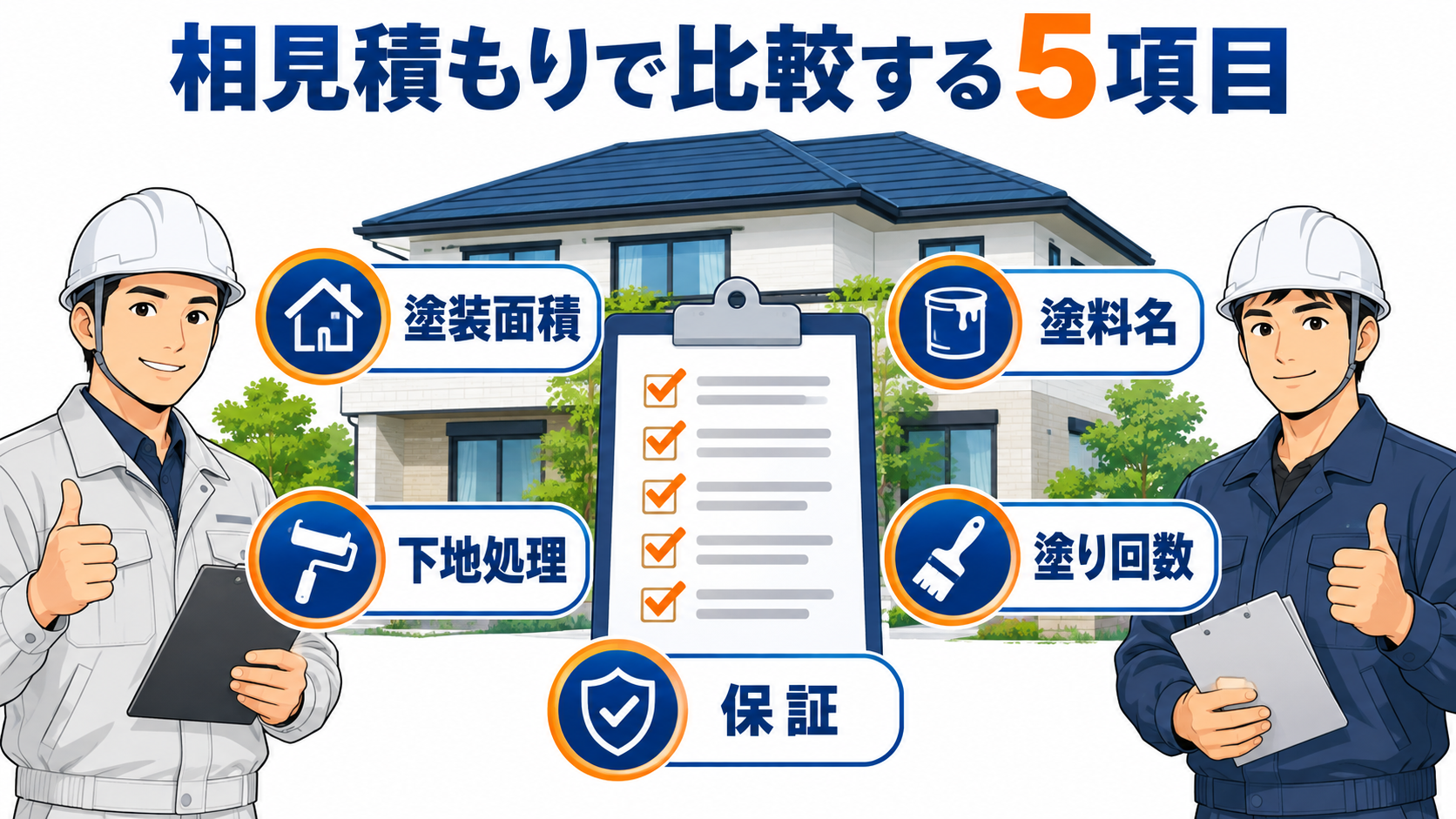 屋根塗装の相見積もりで比較する5項目