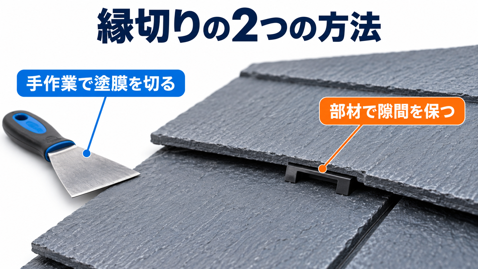 屋根塗装の縁切りを手作業で行う方法と専用部材で隙間を確保する方法