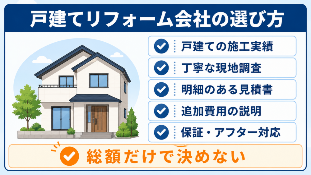 戸建てリフォーム会社選びで確認する施工実績・現地調査・見積書・保証