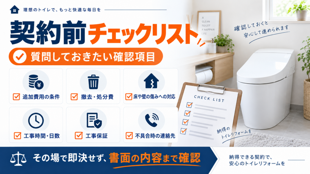 トイレリフォーム契約前に確認したいチェックリストをまとめた図解