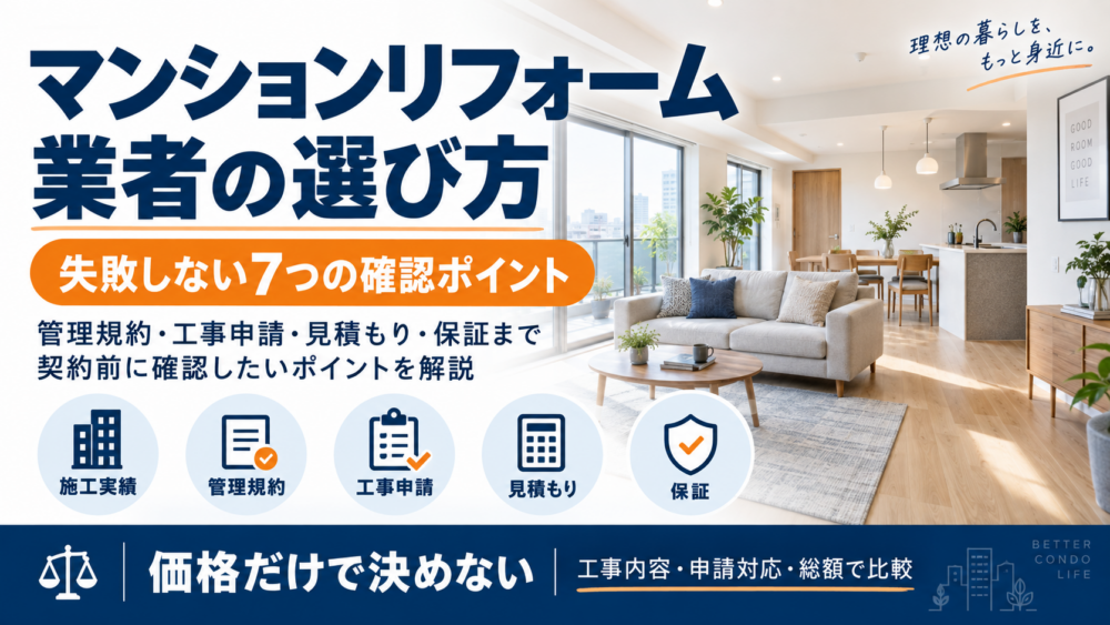 マンションリフォーム業者の選び方と失敗しない7つの確認ポイントを解説する図解