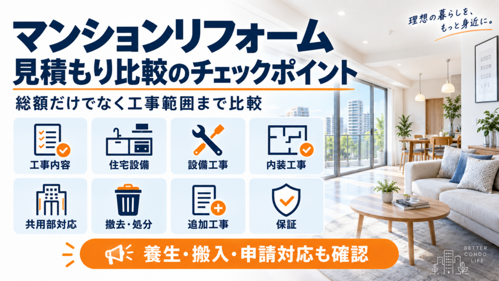 マンションリフォーム業者選びで確認したい7つのポイントをまとめた図解