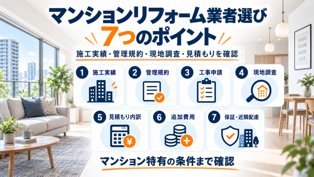マンションリフォームの見積もり比較で確認したいチェックポイントをまとめた図解