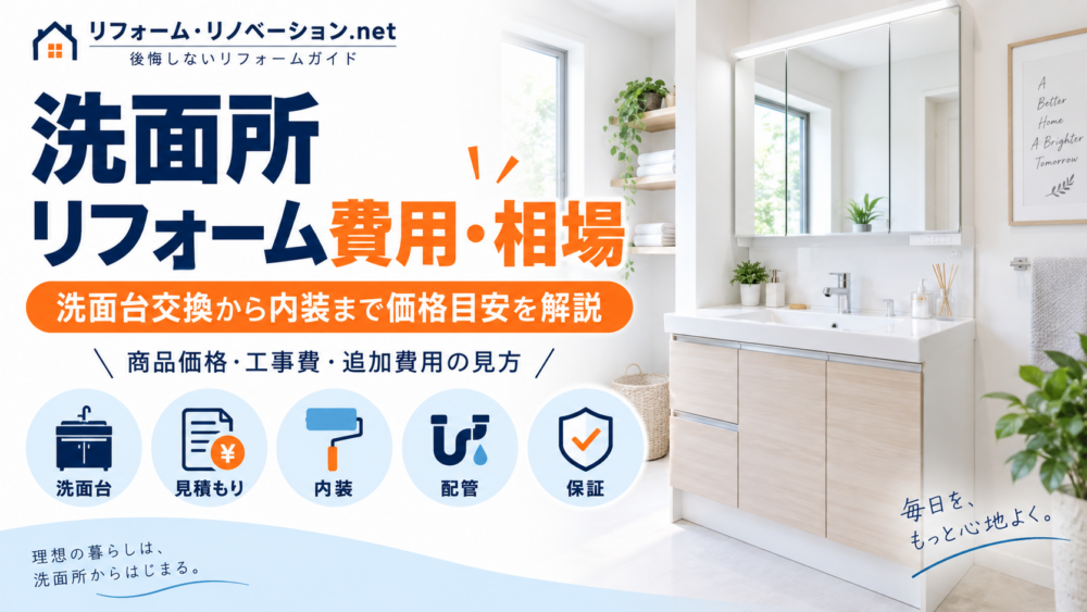 洗面所リフォーム費用・相場と洗面台交換から内装までの価格目安を解説する図解