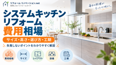 システムキッチンリフォームの費用相場とサイズ・高さ・選び方・工期を解説する図解