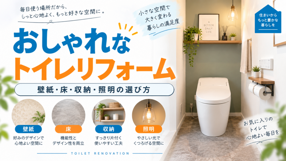 おしゃれなトイレリフォームの実例とポイントを紹介するアイキャッチ画像