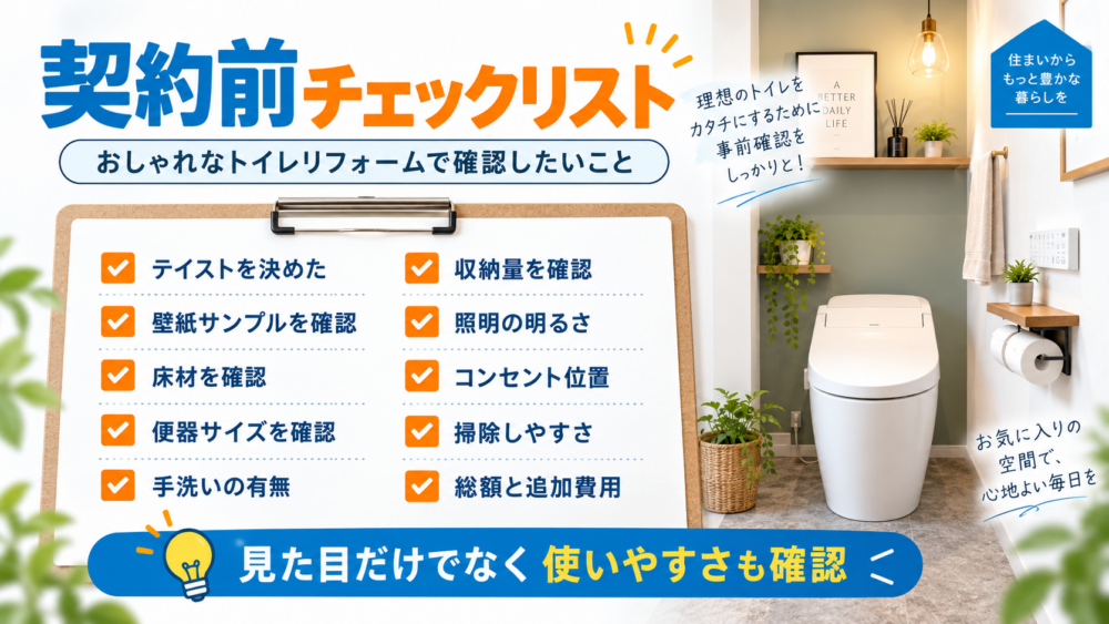 トイレリフォーム契約前に確認したいチェックリストをまとめた図解画像