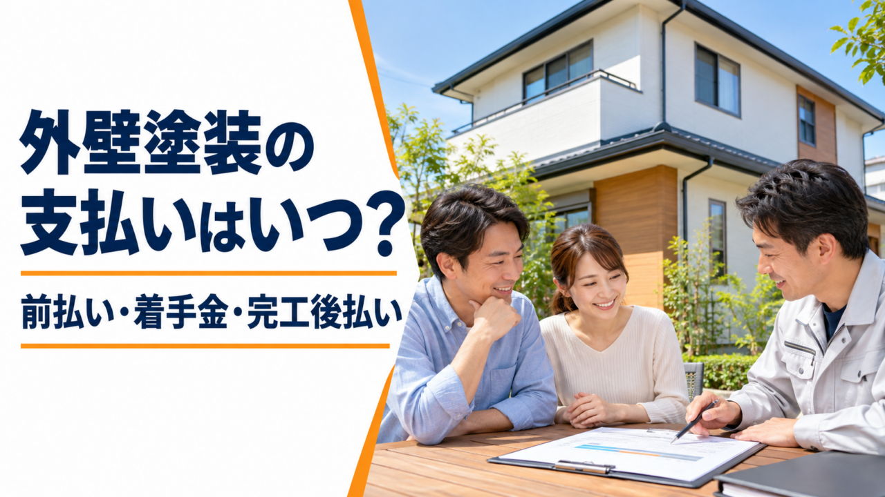 外壁塗装の支払い時期について、施工会社の担当者と契約書を確認する施主