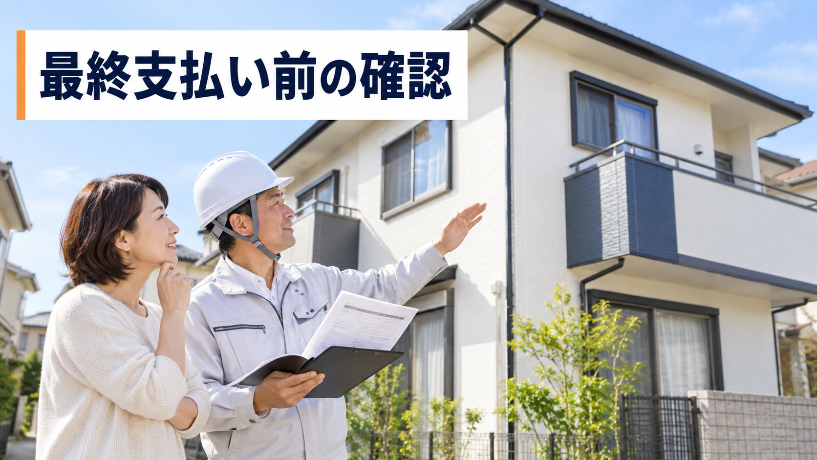 外壁塗装の完了後、最終支払い前に仕上がりを施工会社と確認する施主
