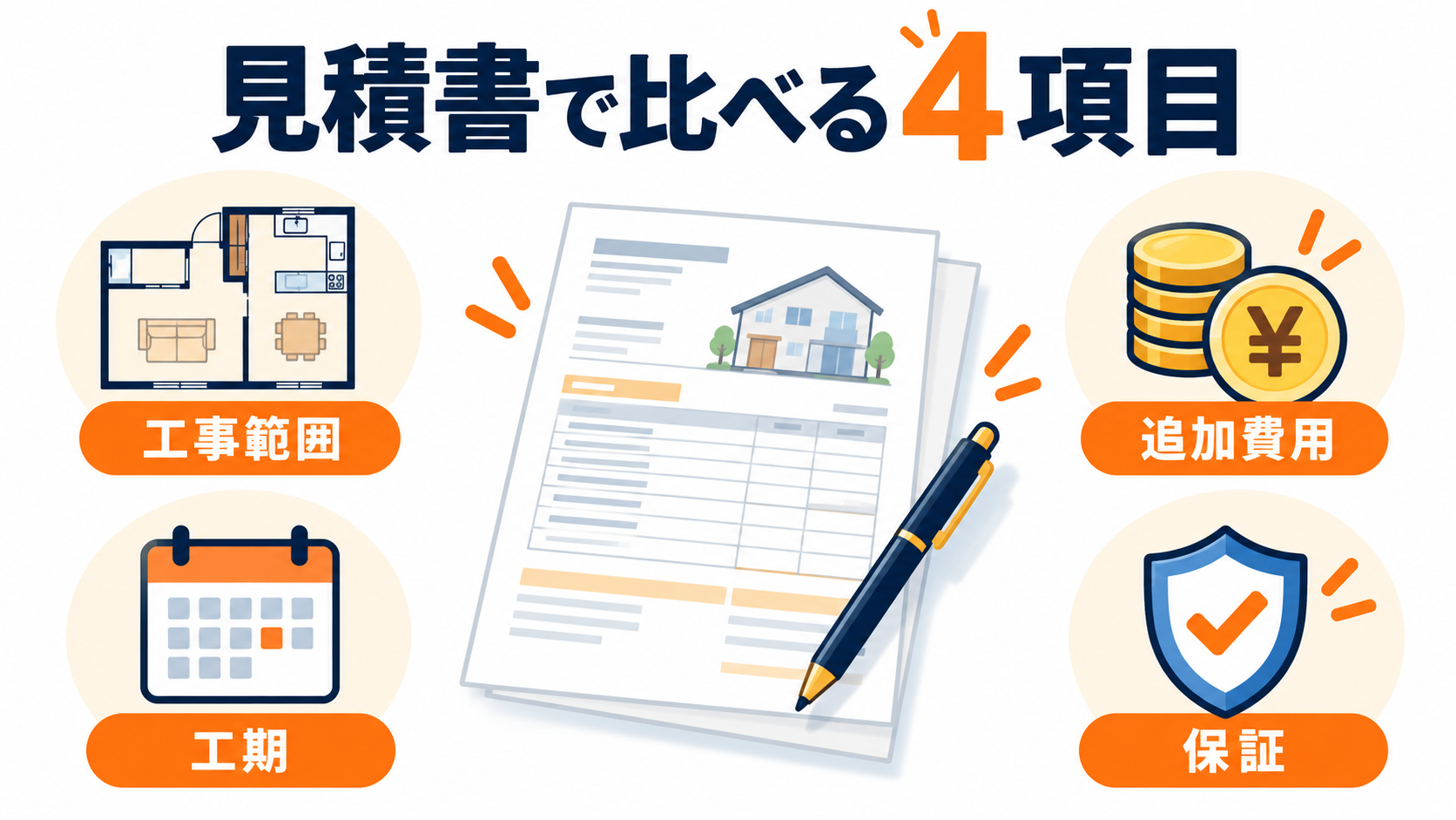 リフォームの見積書で比較する工事範囲・追加費用・工期・保証
