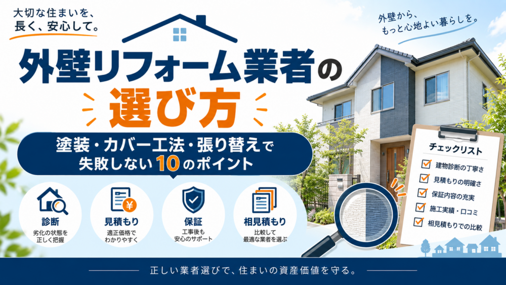 外壁リフォーム業者の選び方と塗装・カバー工法・張り替えで失敗しない10のポイント