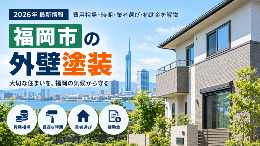 福岡市の外壁塗装の費用相場・時期・業者選び・補助金を解説するアイキャッチ画像