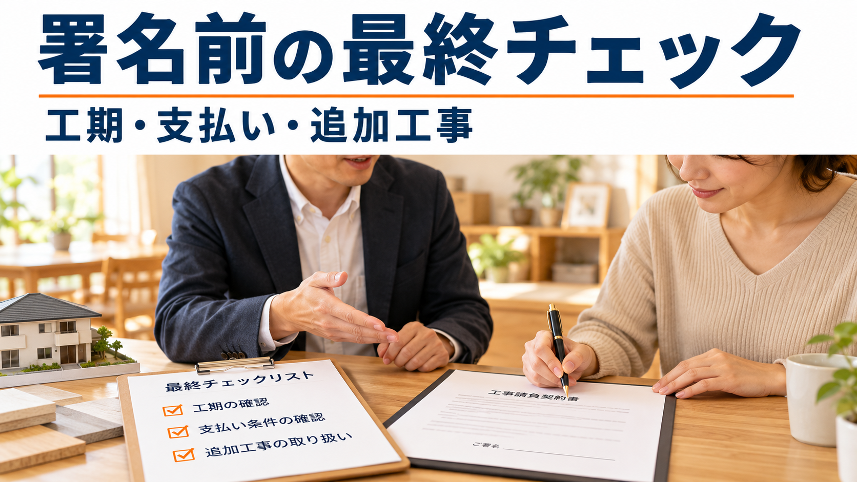 リフォーム契約の署名前に工期・支払い条件・追加工事の扱いを確認