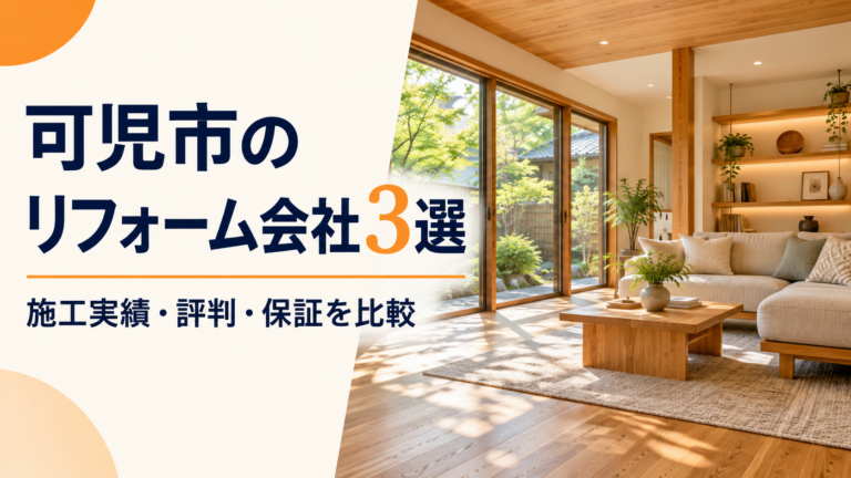 可児市のリフォーム会社3選を紹介する、木の床と大きな窓がある明るいリビング