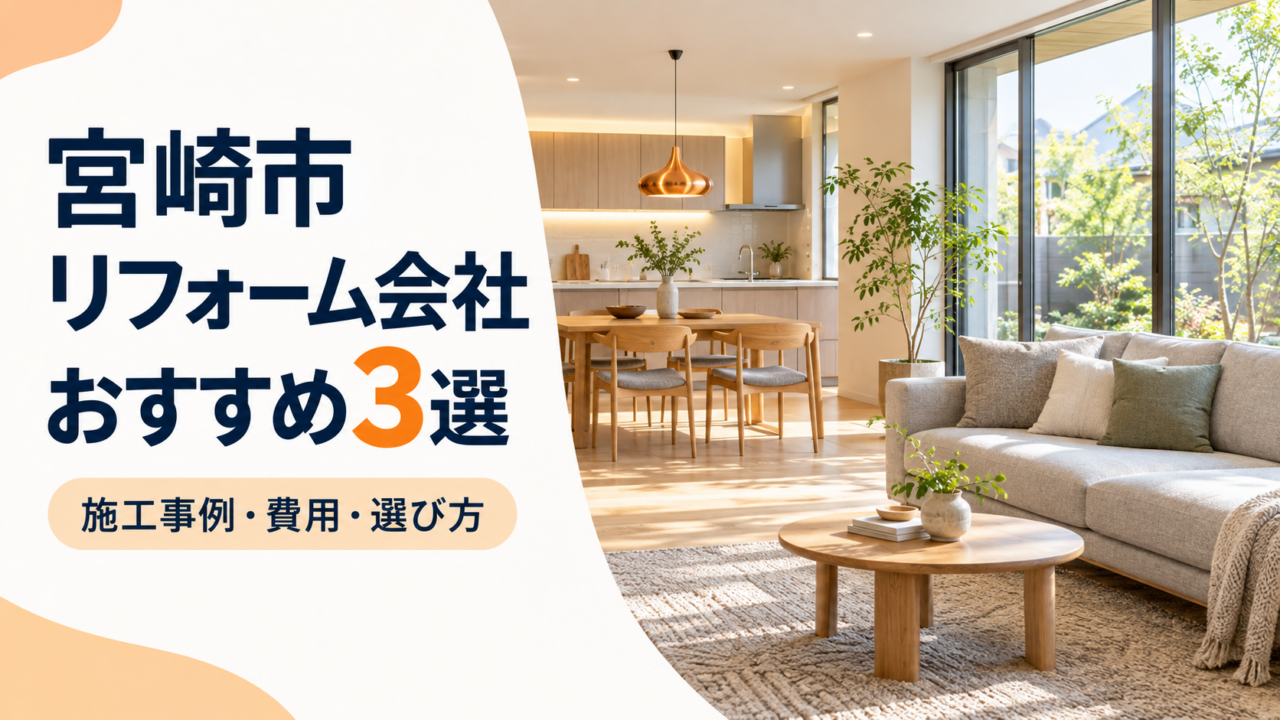 宮崎市のリフォーム会社おすすめ3選、施工事例・費用・選び方を紹介する文字入り画像