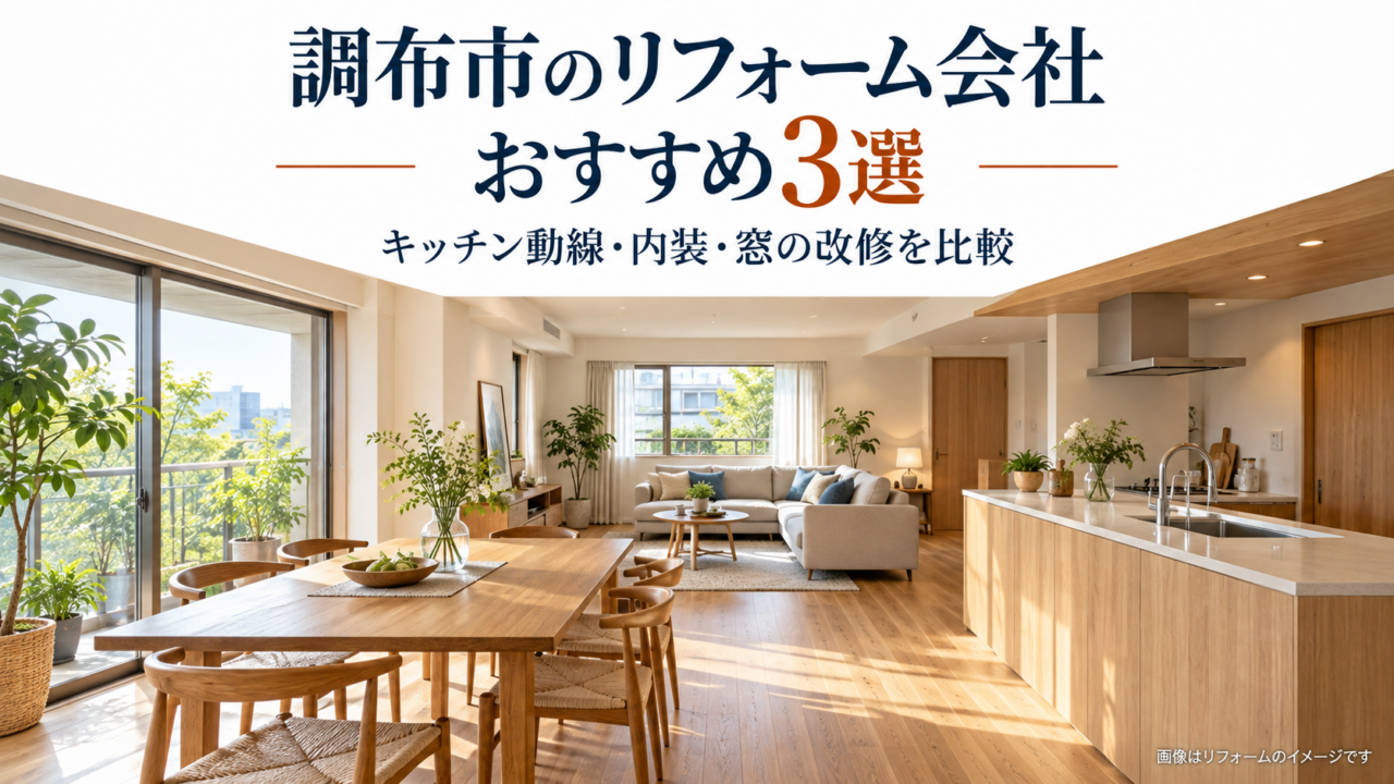 調布市のリフォーム会社おすすめ3選を紹介する、木目のキッチンと明るいダイニングのあるLDKのイメージ
